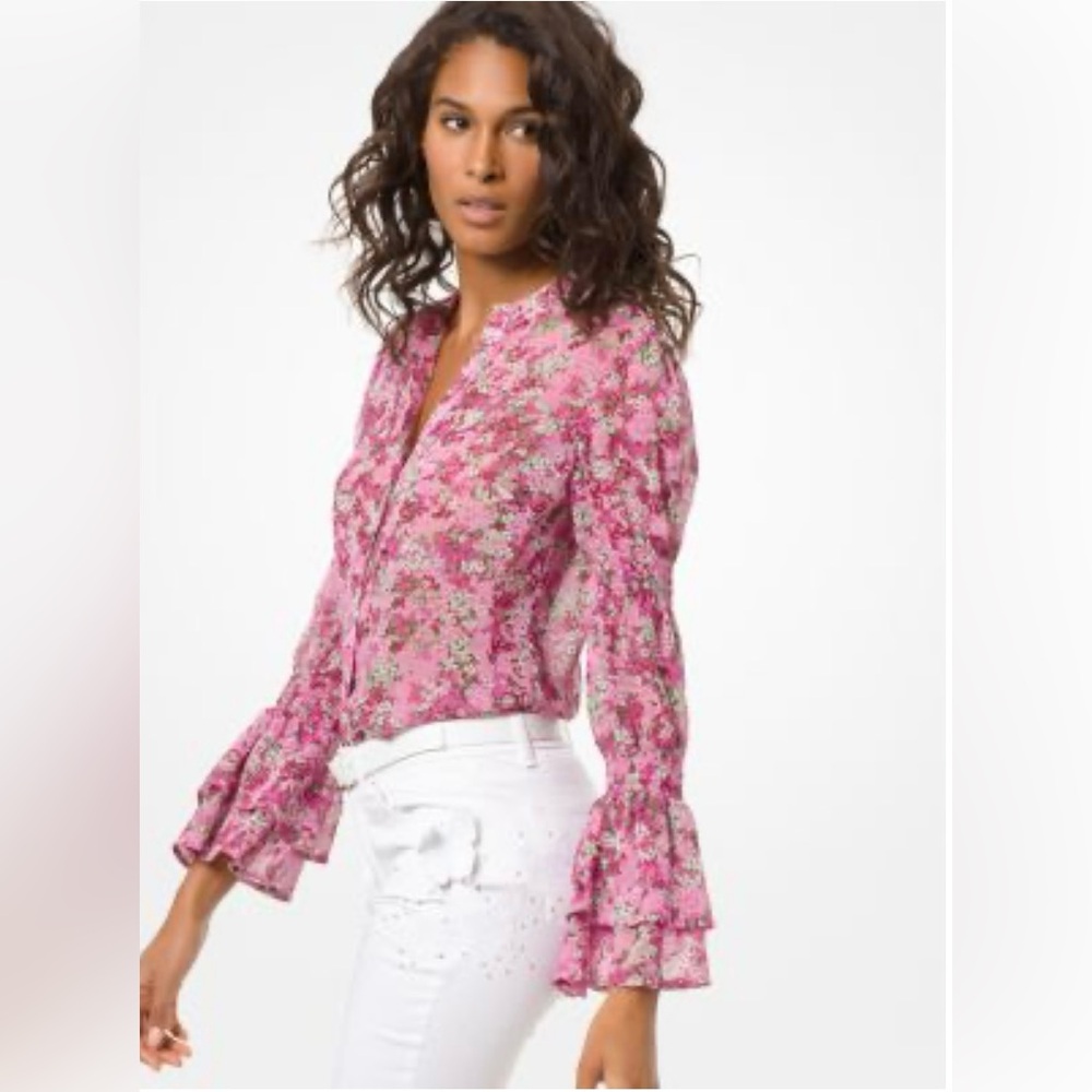 NWT- Michael Kors Floral Chiffon Blouse